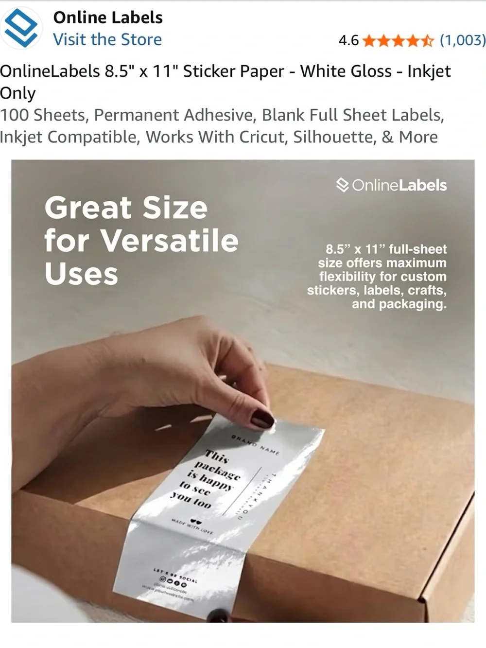 Send offer to me White Glossy Inkjet Laser printer Label Paper Pack of 85 Sheets